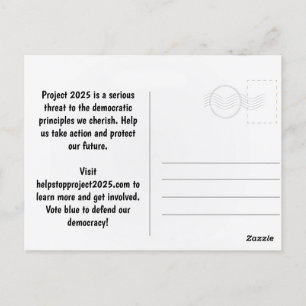 STOP Project 2025 - Stem Blauw - Verdedig Democrat Briefkaart