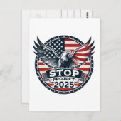 STOP Project 2025 - Stem Blauw - Verdedig Democrat Briefkaart (Voorkant / Achterkant)