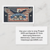 STOP Project 2025 - stemming blauw Visitekaartje (Voorkant / Achterkant)