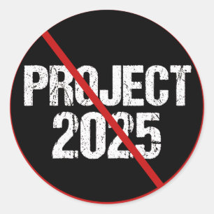 Stop Project 2025 tegen Trump Ronde Sticker