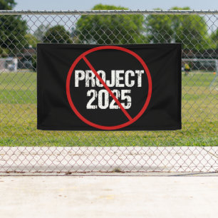 Stop Project 2025 tegen Trump Spandoek