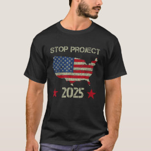 Stop Project 2025 Trump 2024 Amerikaanse Vlag Vint T-shirt