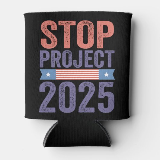 Stop Project 2025 Trump Amerikaans Patriottisch Blikjeskoeler (Voorkant)