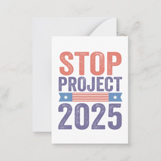 Stop Project 2025 Trump Amerikaans Patriottisch Notitiekaartje (Voorkant)