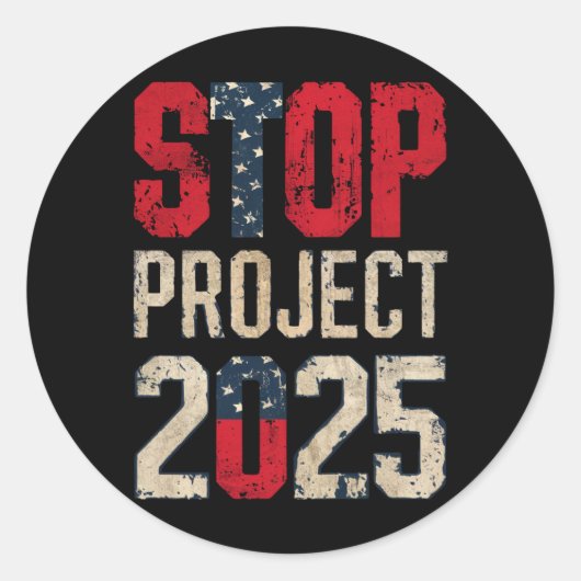 Stop Project 2025 Trump Biden Vintage Ronde Sticker (Voorkant)