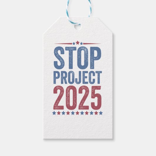 Stop Project 2025 Trump Harris Amerikaanse patriot Cadeaulabel (Voorkant)