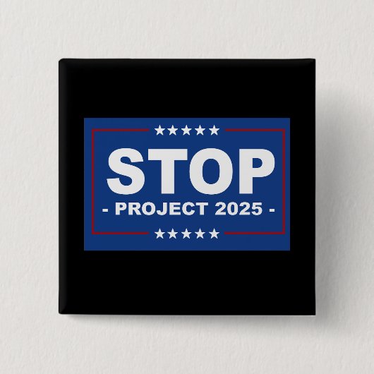 STOP PROJECT 2025 VIERKANTE BUTTON 5,1 CM (Voorkant)