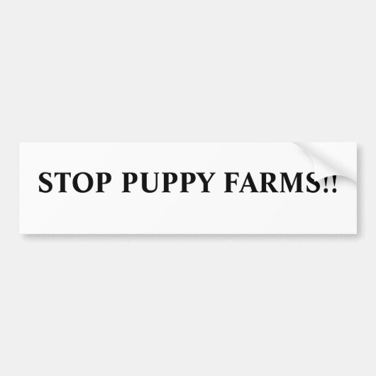 Stop puppy boerderijen! bumpersticker (Voorkant)