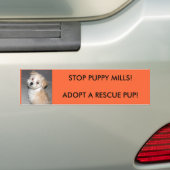 STOP PUPPY MILLS!NEEM EEN RESCUSPUP AAN... BUMPERSTICKER (Op auto)