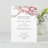 Stop Quarantine Vaccinate Cherry Blossom Wedding Save The Date (Staand voorkant)