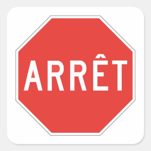 Stop, Quebec, Traffic Sign, Canada Vierkante Sticker (Voorkant)