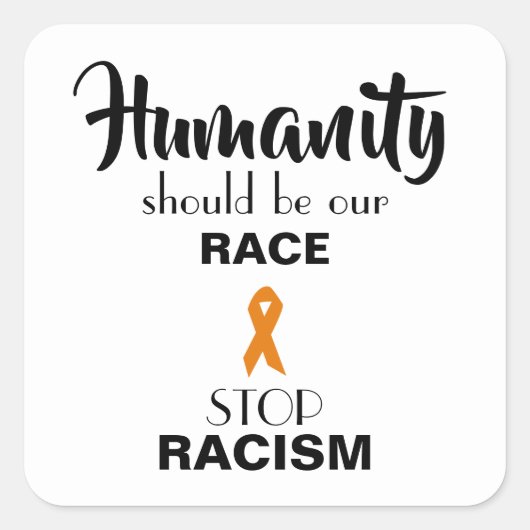 STOP RACISM, BEVORDEREN GELIJKE stickers (Voorkant)