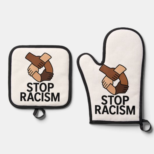 Stop racisme ovenwant & pannenlap set (Voorkant)