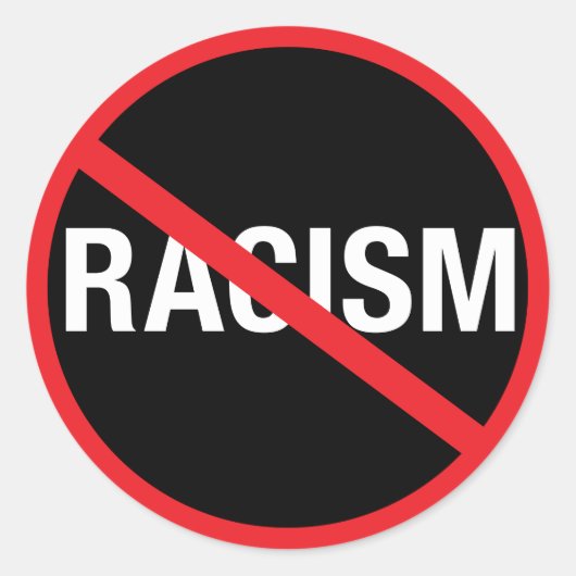 Stop racisme ronde sticker (Voorkant)
