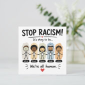 Stop racisme we zijn allemaal mensen kaart (Staand voorkant)