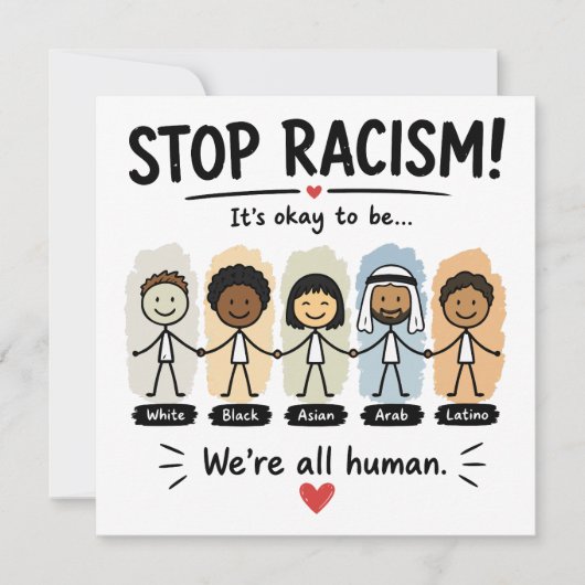 Stop racisme we zijn allemaal mensen kaart (Voorkant)