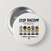 Stop racisme we zijn allemaal mensen ronde button 7,6 cm (Voorkant /achterkant)