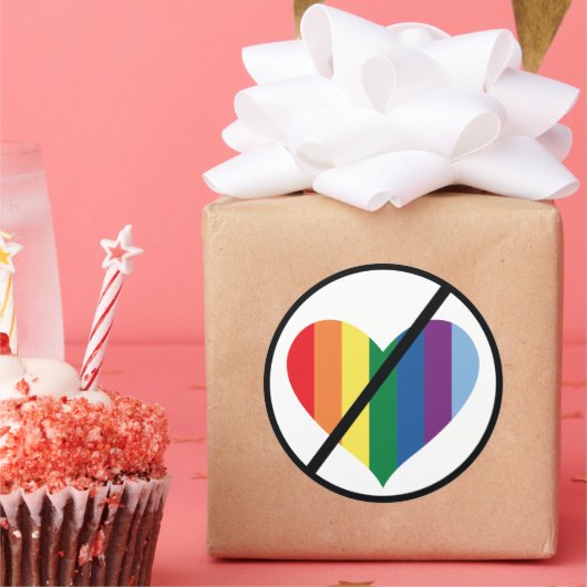 Stop Regenboog Liefde Ronde Sticker (Feest)