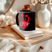STOP" Rode Handafdruk Mok - Krachtige Protest Mok,