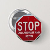 STOP. Samenwerking en luisteren Ronde Button 5,7 Cm (Voorkant /achterkant)