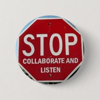 STOP.  Samenwerking en luisteren Ronde Button 5,7 Cm