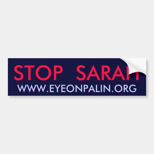 STOP SARAH, WWW.EYEONPALIN.ORG BUMPERSTICKER (Voorkant)