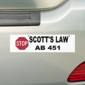 STOP SCOTT'S WETTELIJKE BUMPERSTICKER (Op auto)