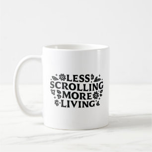 Stop scrollen angst mindfulness citaten koffiemok