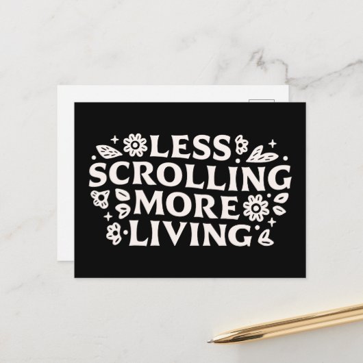 Stop scrolling doomscrolling quotes aesthetic briefkaart (Voorkant / Achterkant in situ)
