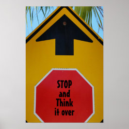 STOP Sign and Arrow Photographic Poster