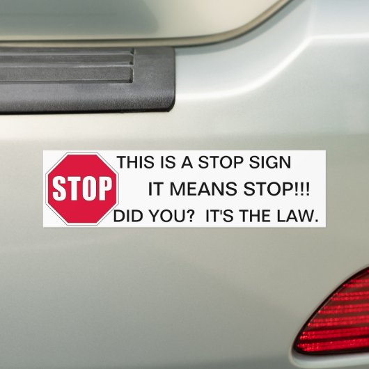 STOP SIGN BUMPERSTICKER (Op auto)