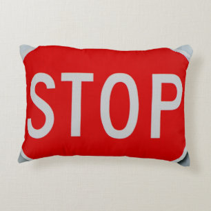 Stop Sign Grey/Red en White Accent Kussen