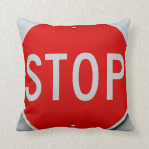 Stop Sign Grey Red en White Kussen