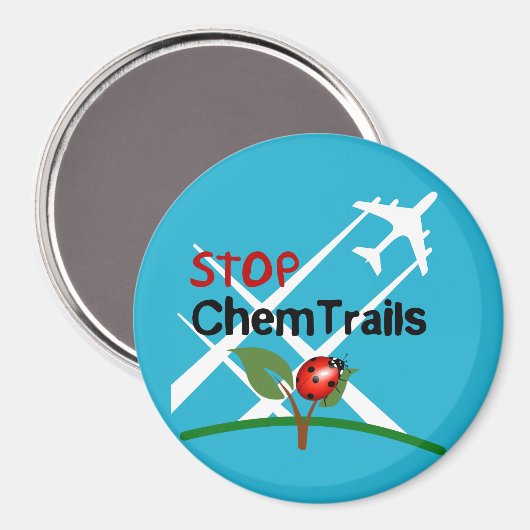 Stop-Sign Plane Aerosol Trails LadyBug Magneet (Voorkant / Achterkant)