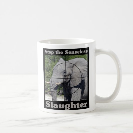 Stop slachting-olifant koffiemok (Rechts)
