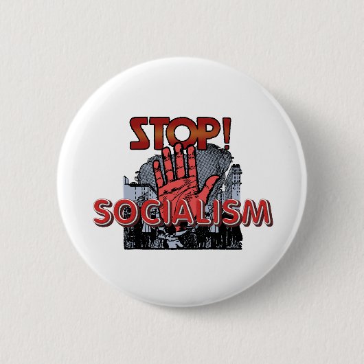 Stop Socialisme TEE Ronde Button 5,7 Cm (Voorkant)