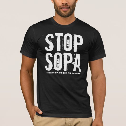 Stop SOPA - Censorship is for the Commons T-shirt (Voorkant)