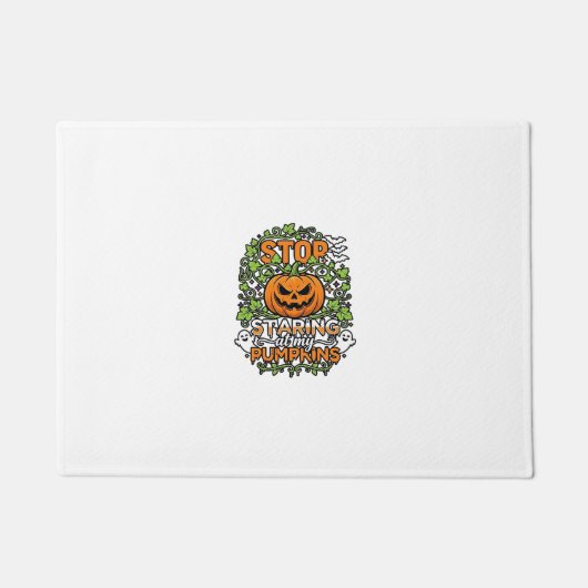 Stop Starende Pompoenen Halloween Geesten Vleermui Deurmat (Voorkant)