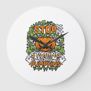 Stop Starende Pompoenen Halloween Geesten Vleermui Grote Klok