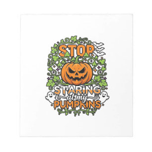 Stop Starende Pompoenen Halloween Geesten Vleermui Notitieblok