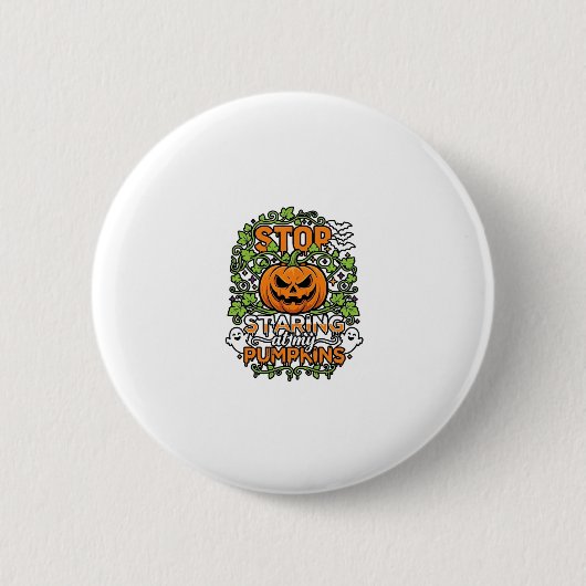 Stop Starende Pompoenen Halloween Geesten Vleermui Ronde Button 5,7 Cm (Voorkant)