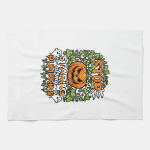 Stop Starende Pompoenen Halloween Geesten Vleermui Theedoek