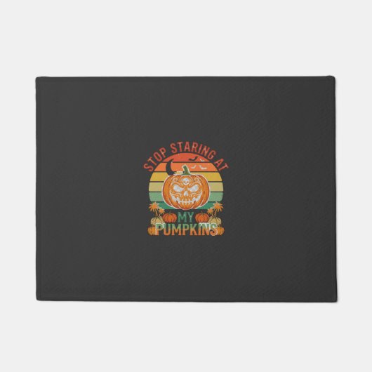 Stop Starende Pompoenen Halloween Schedel Retro Zo Deurmat (Voorkant)