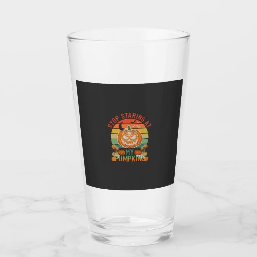 Stop Starende Pompoenen Halloween Schedel Retro Zo Glas (Voorkant)