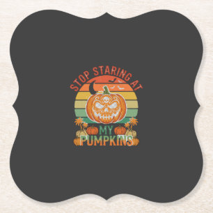 Stop Starende Pompoenen Halloween Schedel Retro Zo Kartonnen Onderzetters
