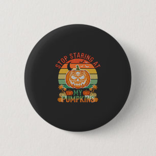 Stop Starende Pompoenen Halloween Schedel Retro Zo Ronde Button 5,7 Cm
