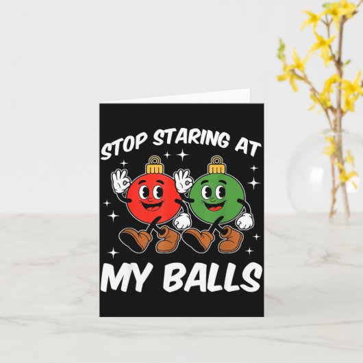 Stop Staring At My Funny Dirty Christmas Adult Hum Kaart (Gele Bloem)