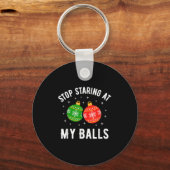 Stop Staring At My Funny Dirty Christmas Adult Hum Sleutelhanger (Voorkant)