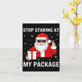 Stop Staring At My Package Christmas Adult Humor F Kaart (Gele Bloem)