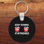 Stop Staring At My Packages Funny Christmas Naught Sleutelhanger (Voorkant)